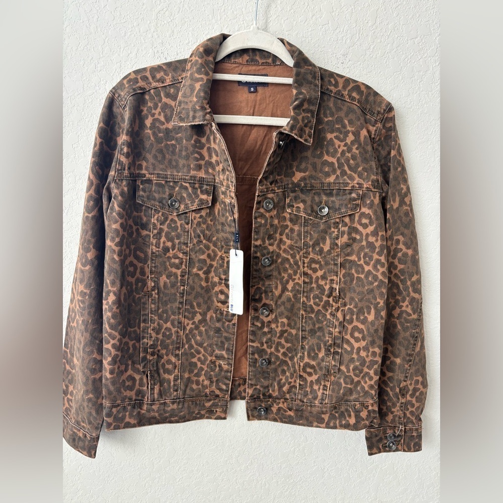 NWT Tractr BLU Leopard Print denim jacket SZ S - Picture 4 of 10